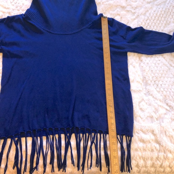 MICHAEL Michael Kors royal blue long fringed cowl turtleneck size medium - Picture 5 of 8